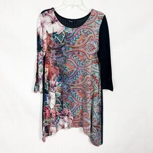 Desigual Floral/Paisley Print 3/4 Sleeve Top Size Medium